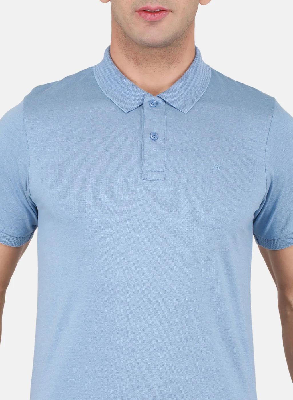 Men Sky Blue Solid T-Shirt - Image 5