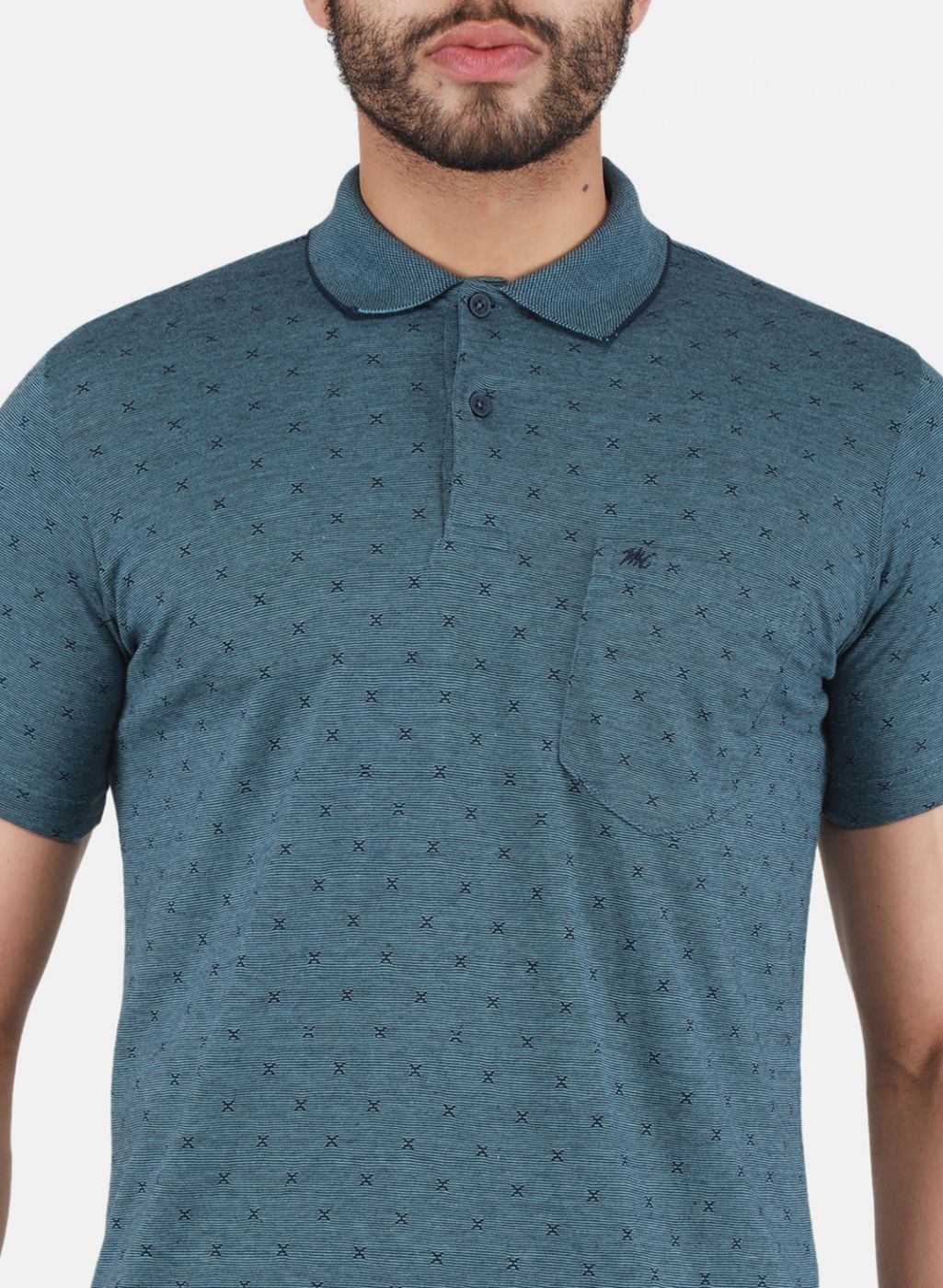 Men Teal Blue Printed T-Shirt - Image 5