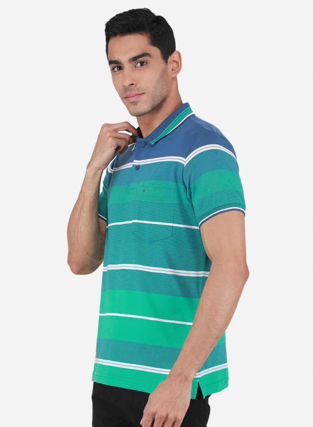 Men Teal Blue Printed T-Shirt - Image 2
