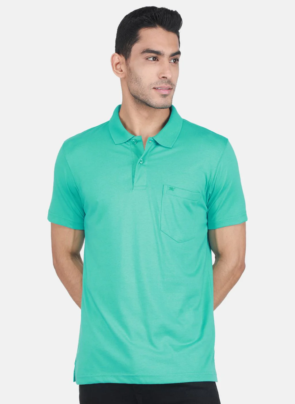 Men Turquoise Blue Solid T-Shirt