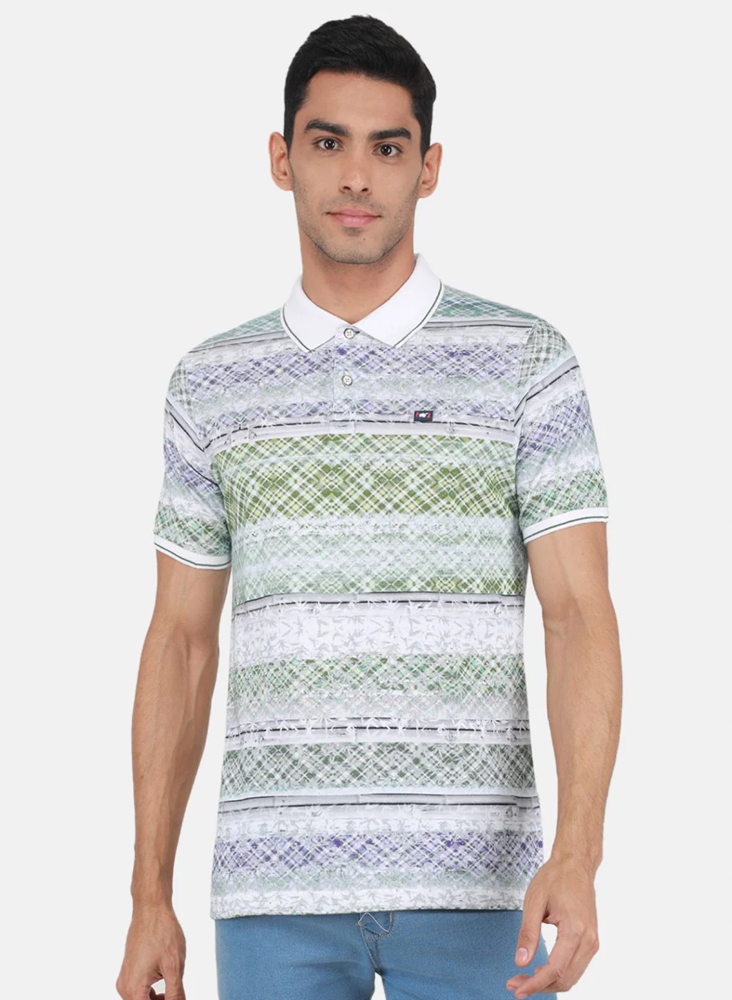 Men White & Blue Printed T-Shirt