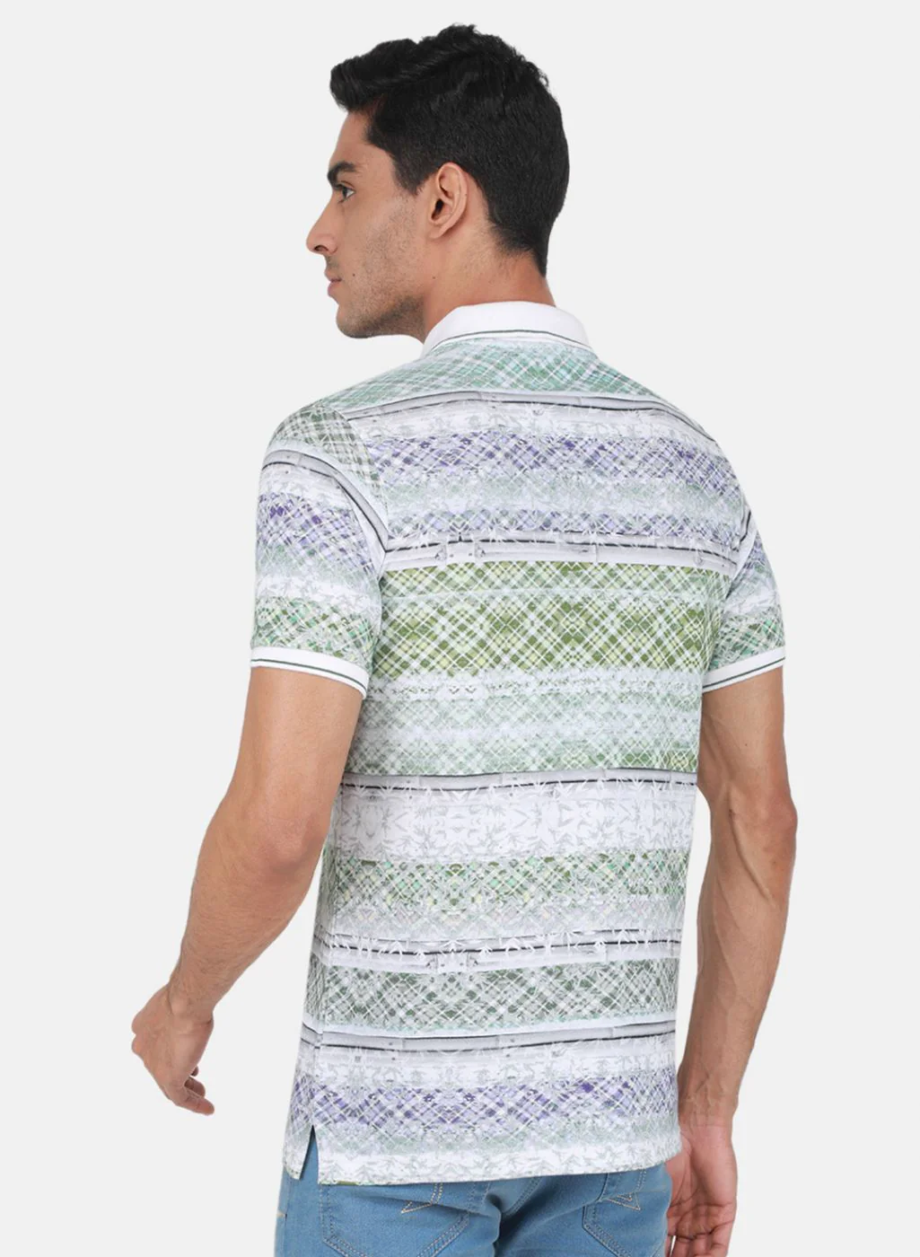 Men White & Blue Printed T-Shirt - Image 3