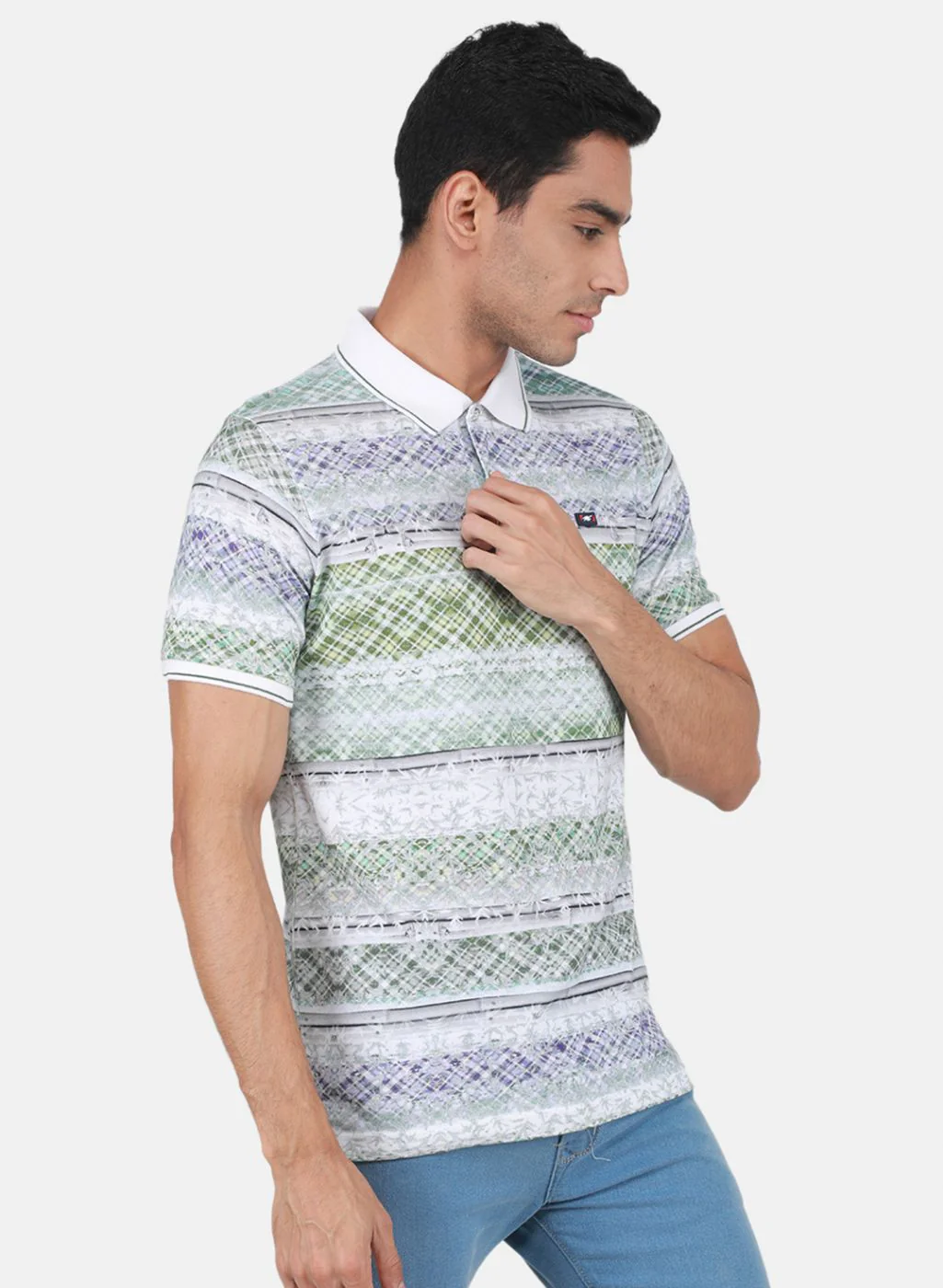 Men White & Blue Printed T-Shirt - Image 6