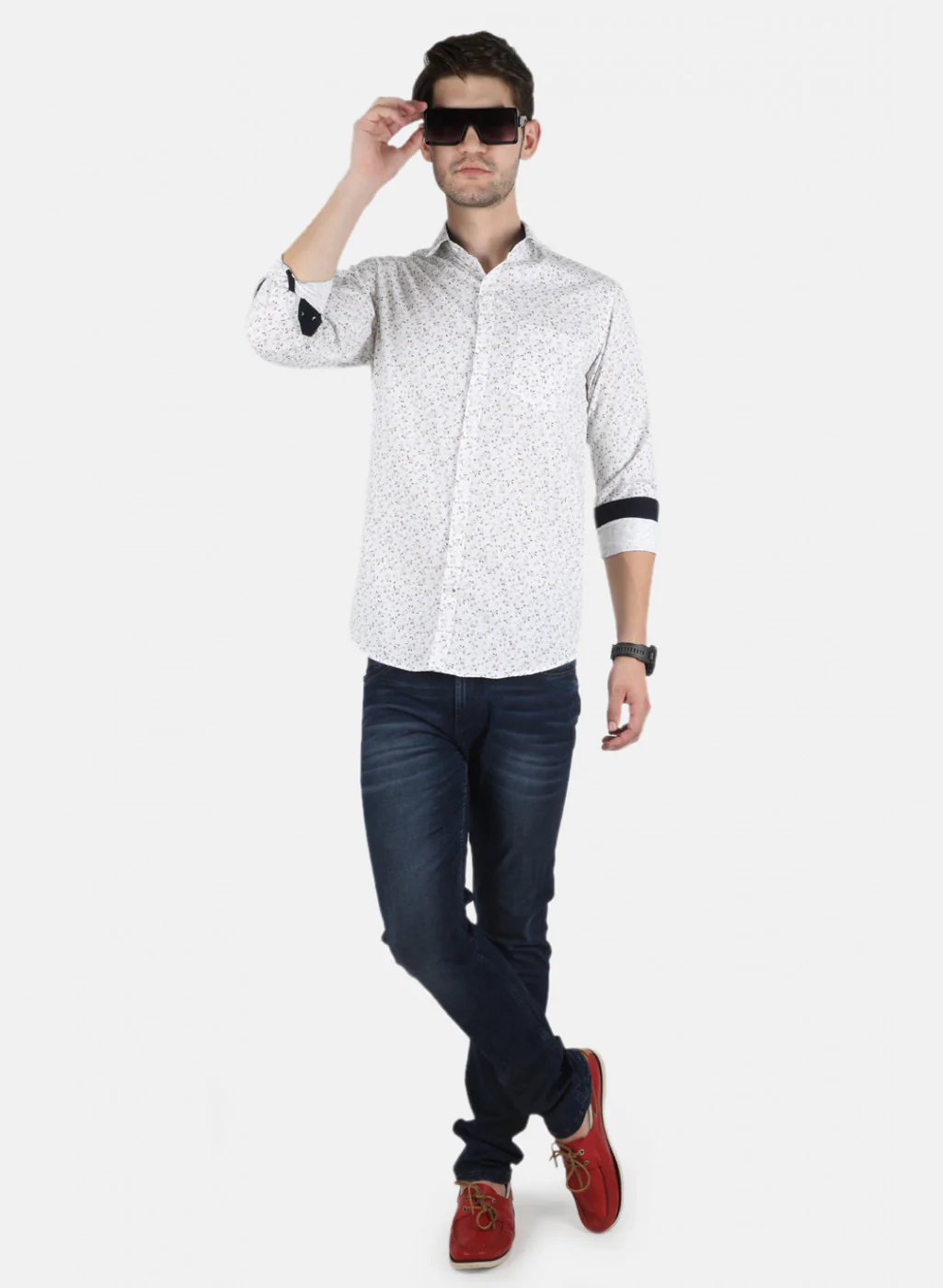 Men White Printed Shirt - Image 4