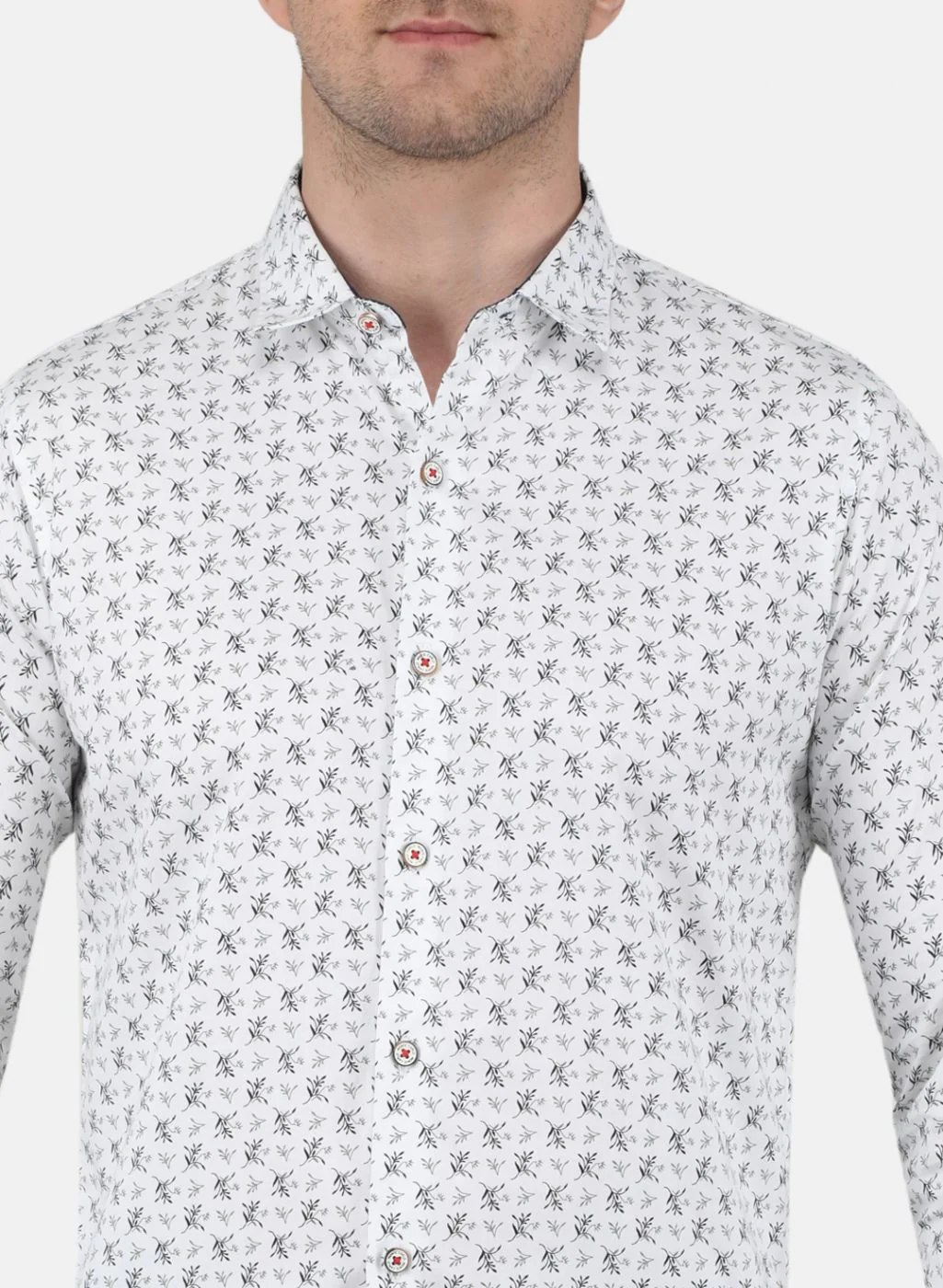 Men White Printed Full Sleeve Shirt - Image 5