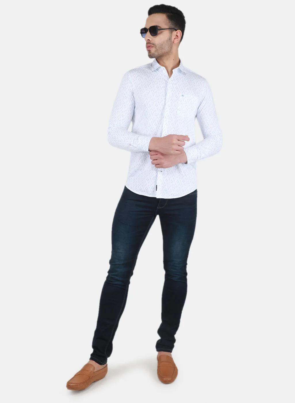 Men White Printed Shirt - Image 4