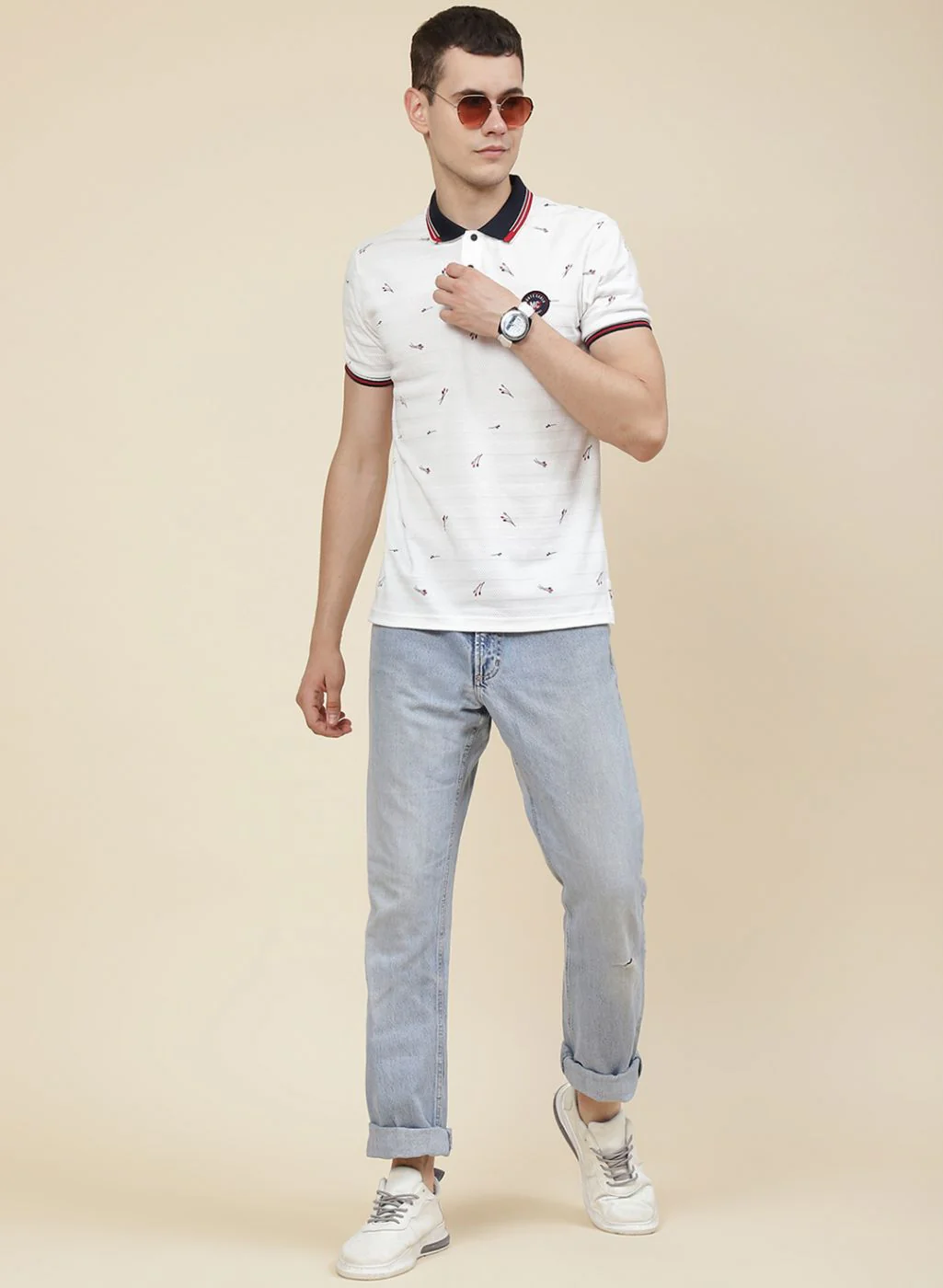 Men White Printed T-Shirt - Image 2