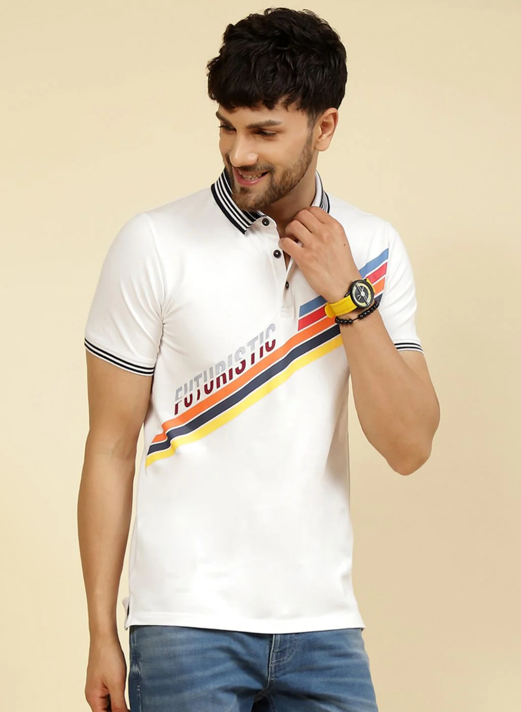 Men White Printed T-Shirt - Image 4