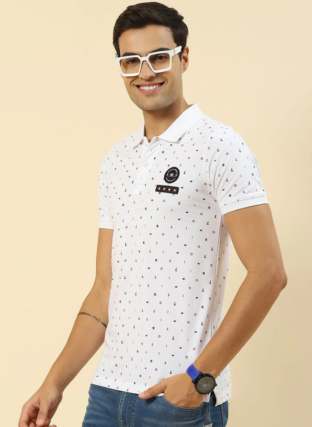 Men White Printed T-Shirt - Image 3