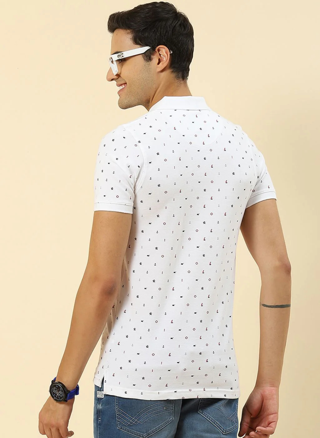 Men White Printed T-Shirt - Image 5