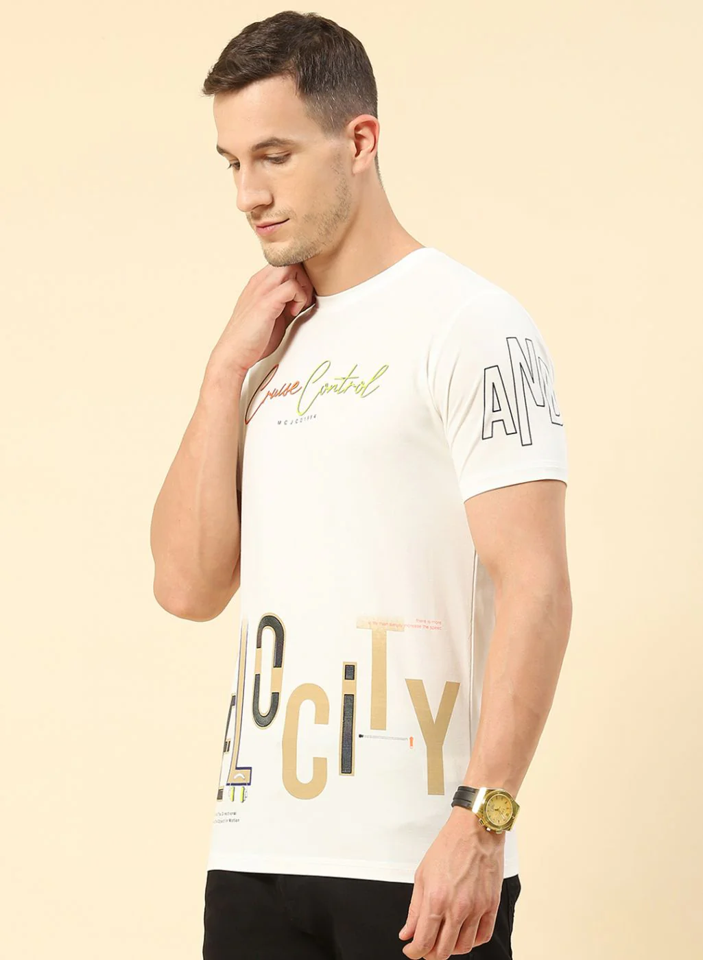 Men White Printed T-Shirt - Image 2