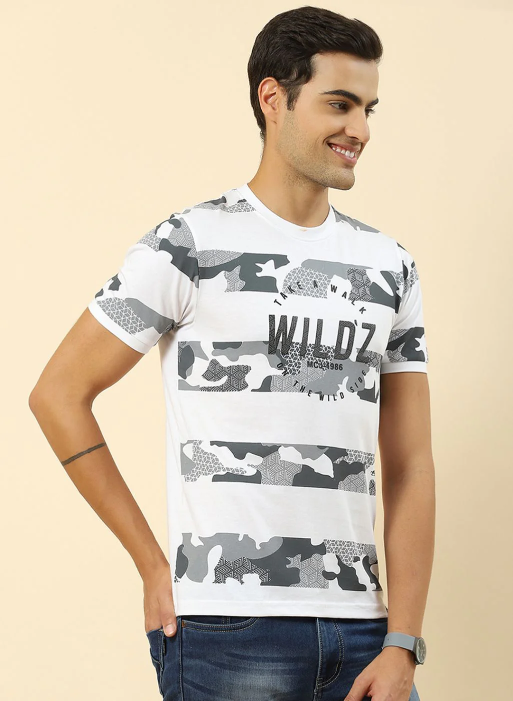 Men White Printed T-Shirt - Image 4