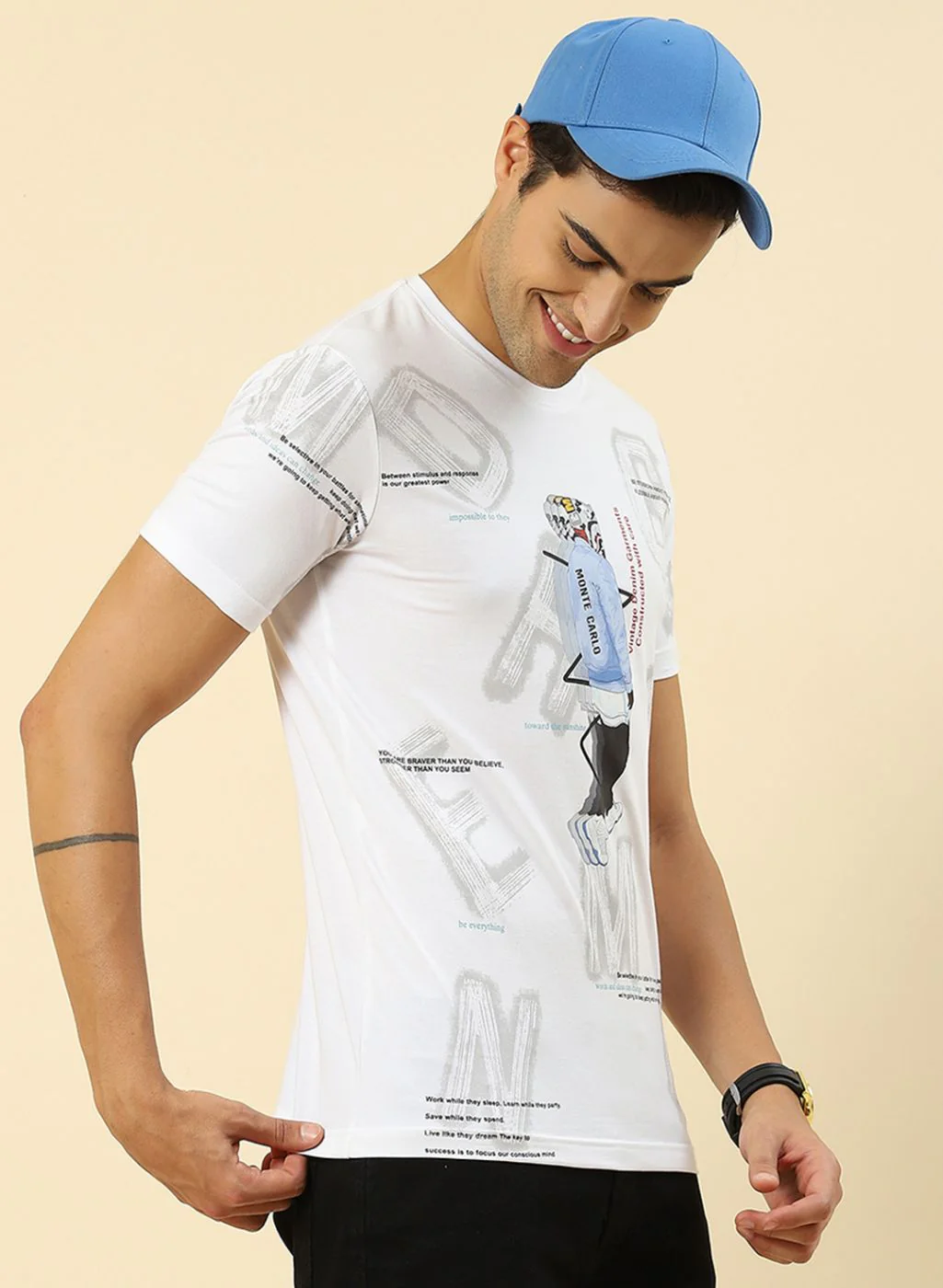 Men White Printed T-Shirt - Image 4