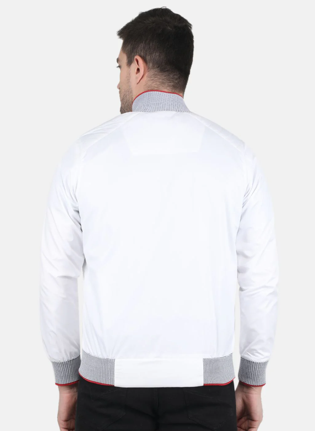 Men White Solid Jacket - Image 3