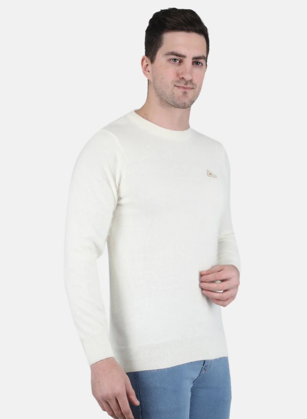 Men White Solid Pullover - Image 6