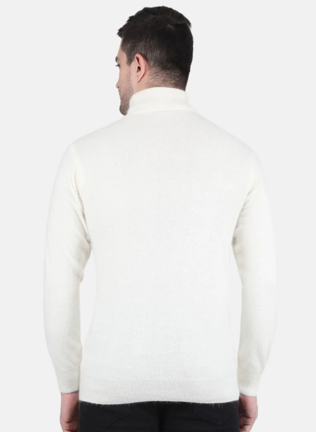 Men White Solid Pullover - Image 3
