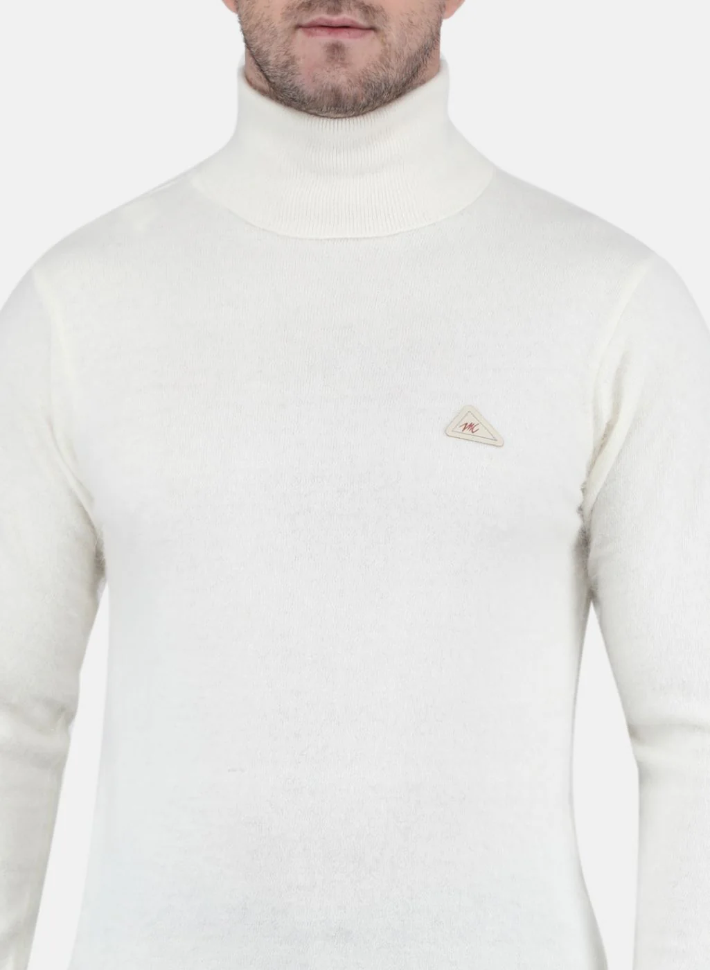 Men White Solid Pullover - Image 5
