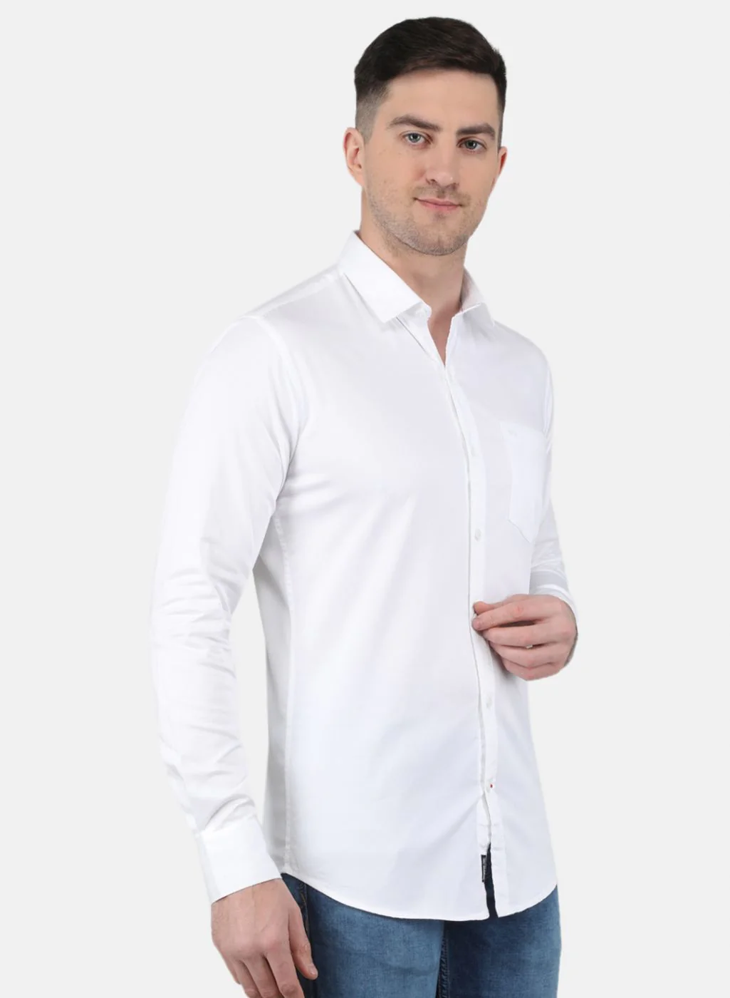 Men White Solid Shirt - Image 6