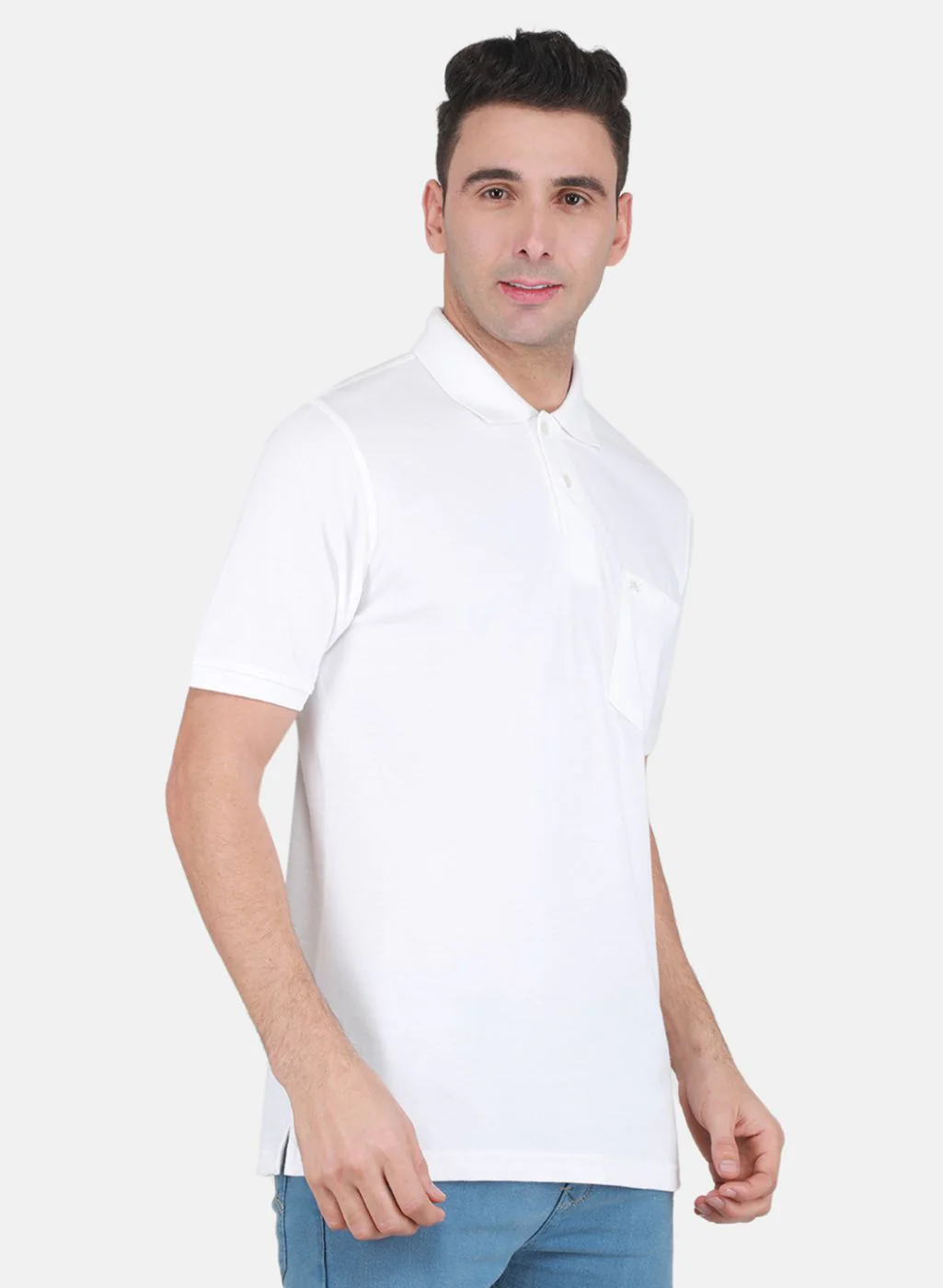 Men White Solid T-Shirt - Image 6