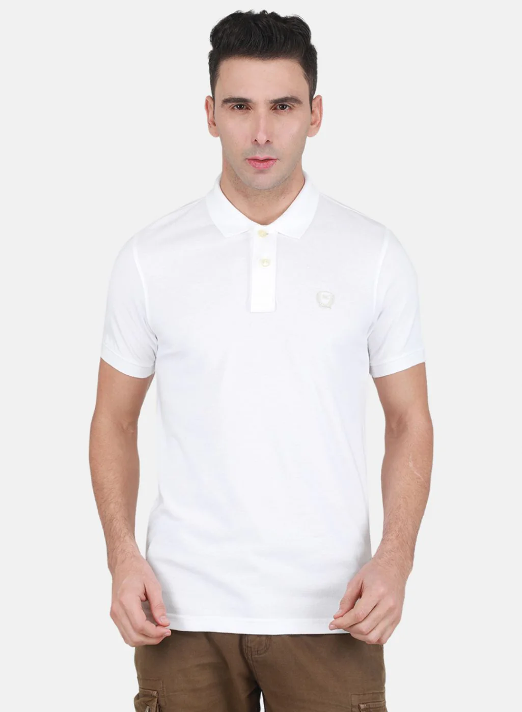 Men White Solid T-Shirt