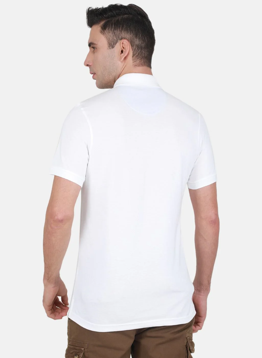 Men White Solid T-Shirt - Image 3