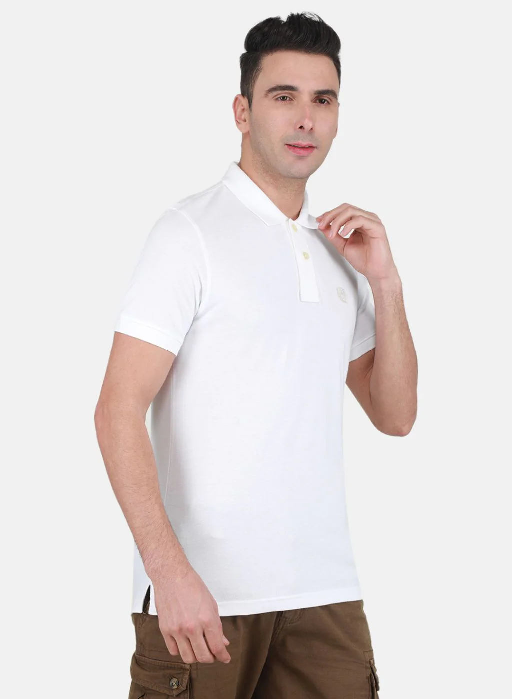 Men White Solid T-Shirt - Image 6