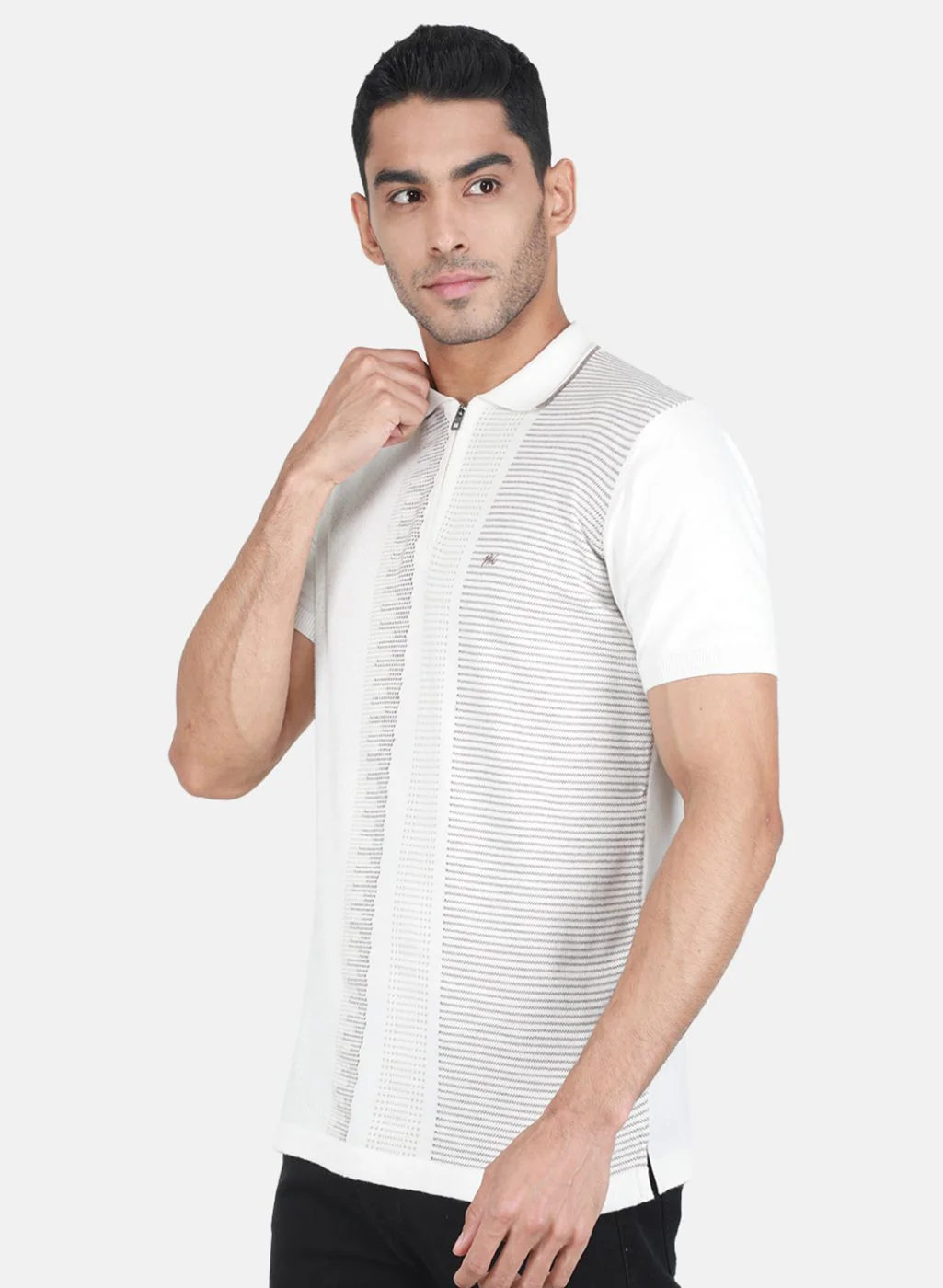Men White Solid T-Shirt - Image 2