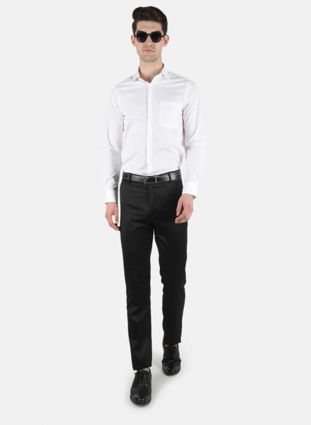 Men White Stripe Shirt - Image 4