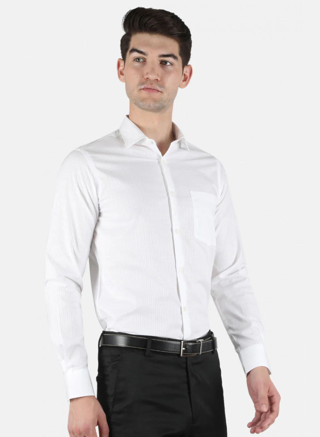 Men White Stripe Shirt - Image 6