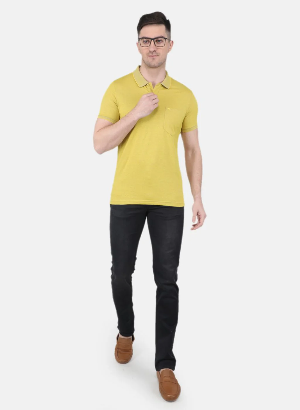 Men Yelllow Solid T-Shirt - Image 4