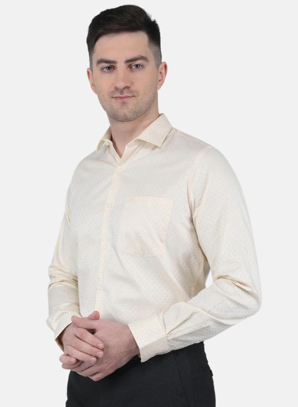 Men Yellow Check Shirt - Image 2