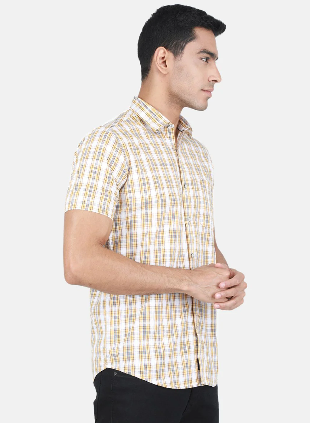 Men Yellow Check Shirt - Image 6