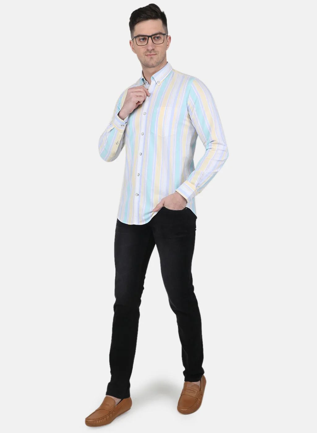Men Yellow Printed Shirt - Image 4