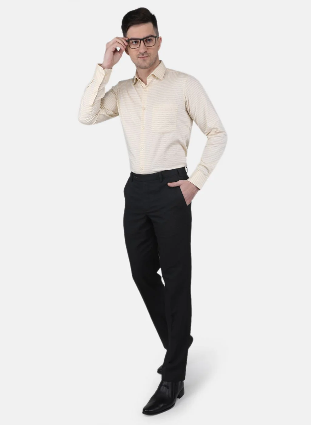 Men Yellow Printed Shirt - Image 4