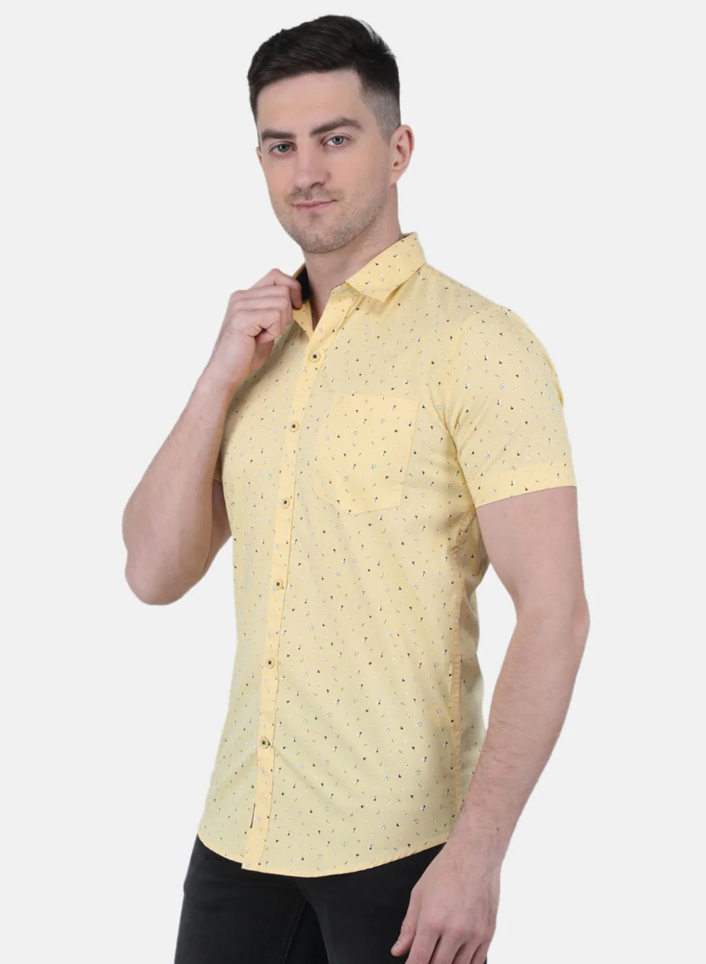 Men Yellow Printed Shirt - Image 2