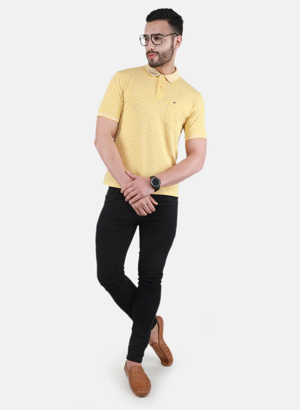 Men Yellow Printed T-Shirt - Image 4