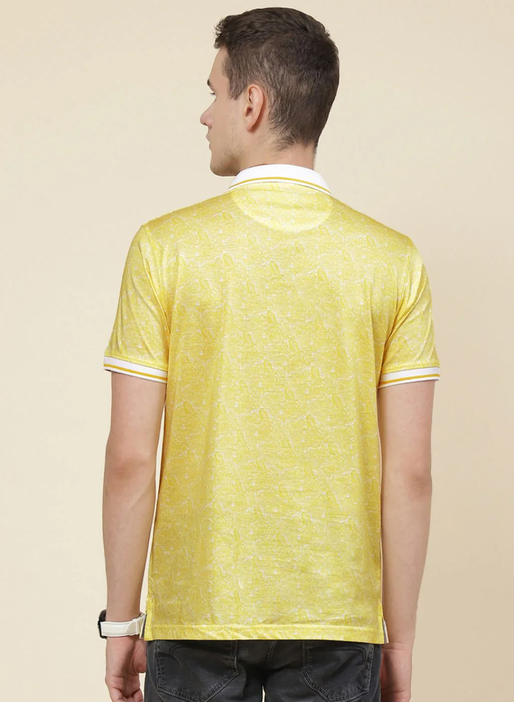 Men Yellow Printed T-Shirt - Image 5