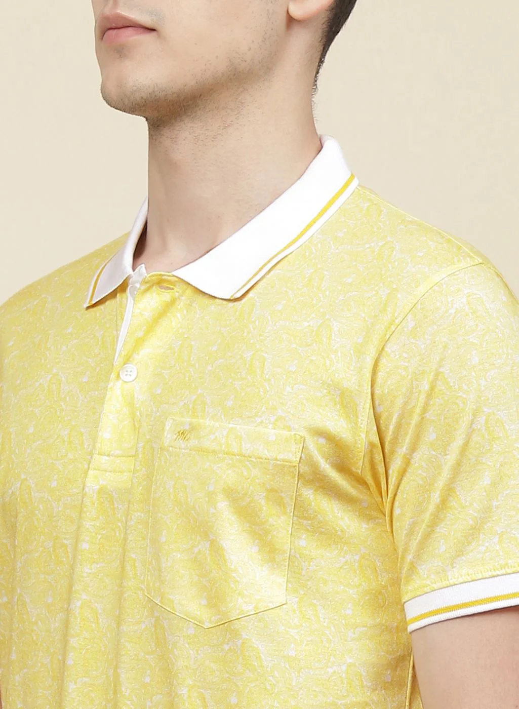 Men Yellow Printed T-Shirt - Image 6