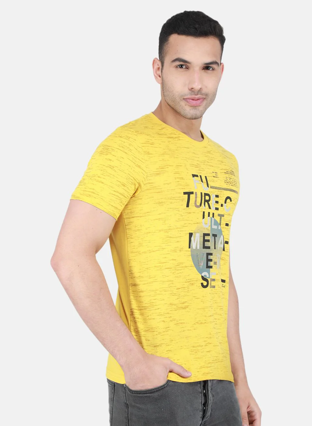 Men Yellow Printed T-Shirt - Image 6