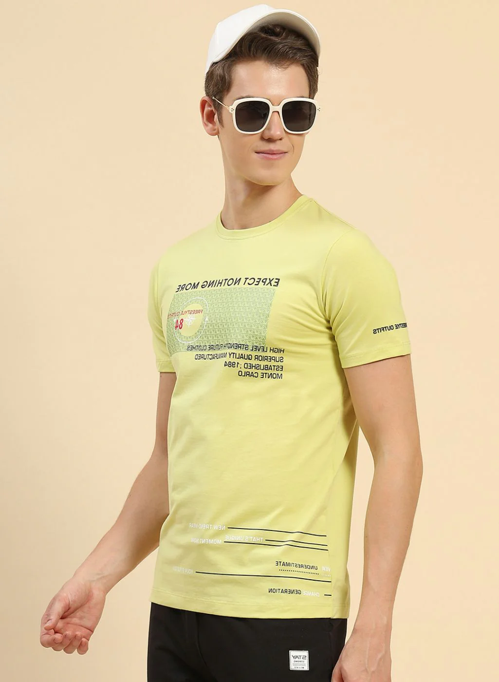 Men Yellow Printed T-Shirt - Image 3