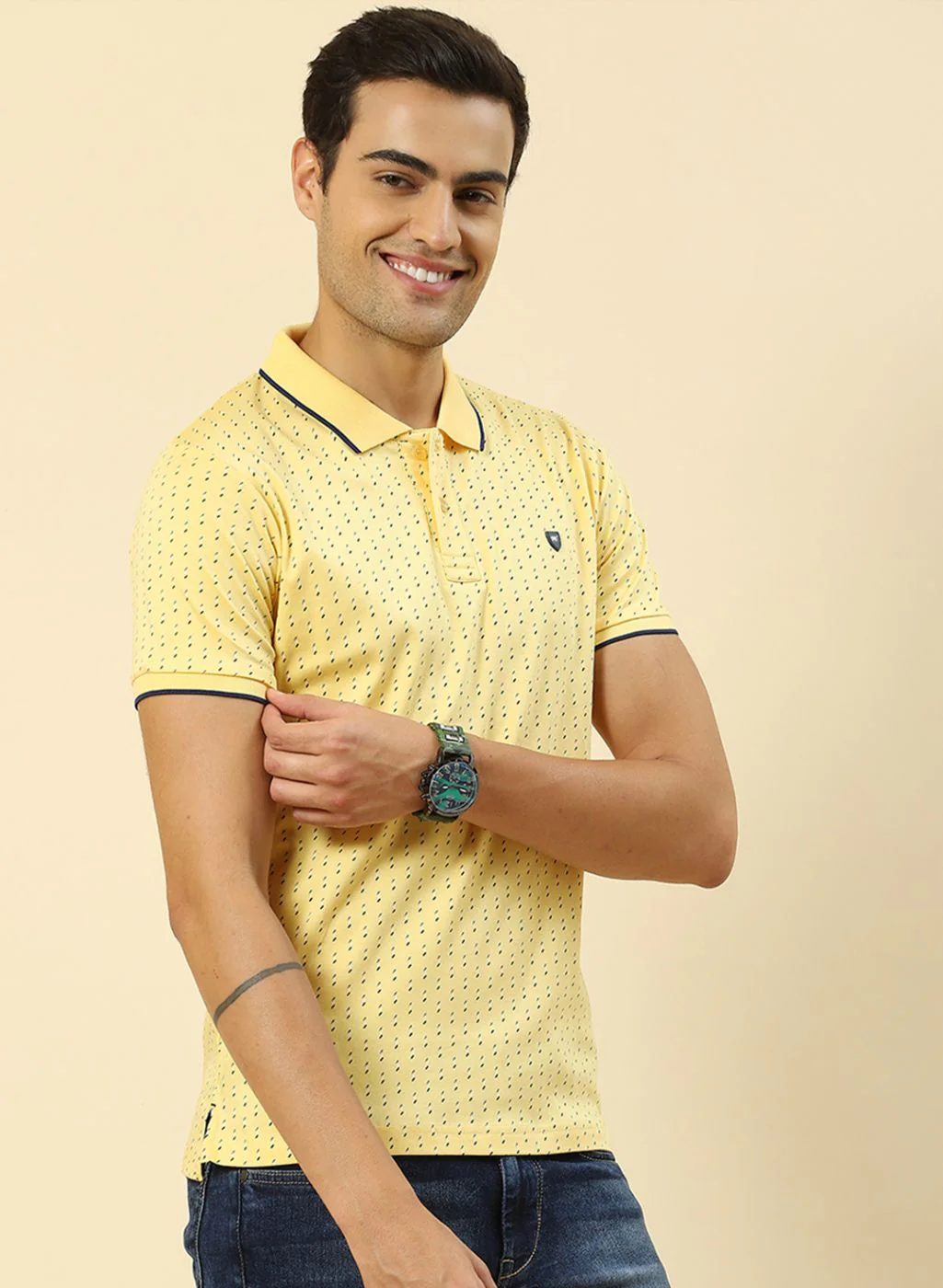 Men Yellow Printed T-Shirt - Image 3