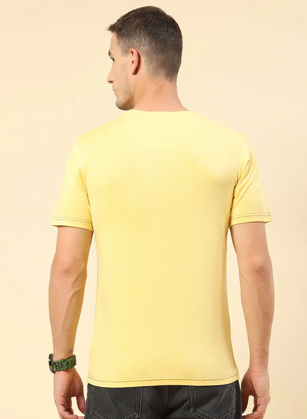 Men Yellow Printed T-Shirt - Image 5