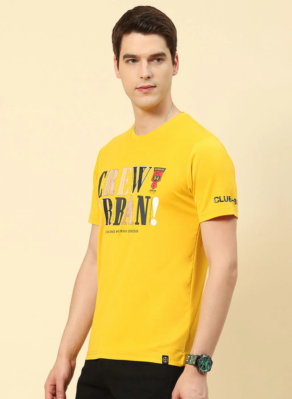 Men Yellow Printed T-Shirt - Image 3