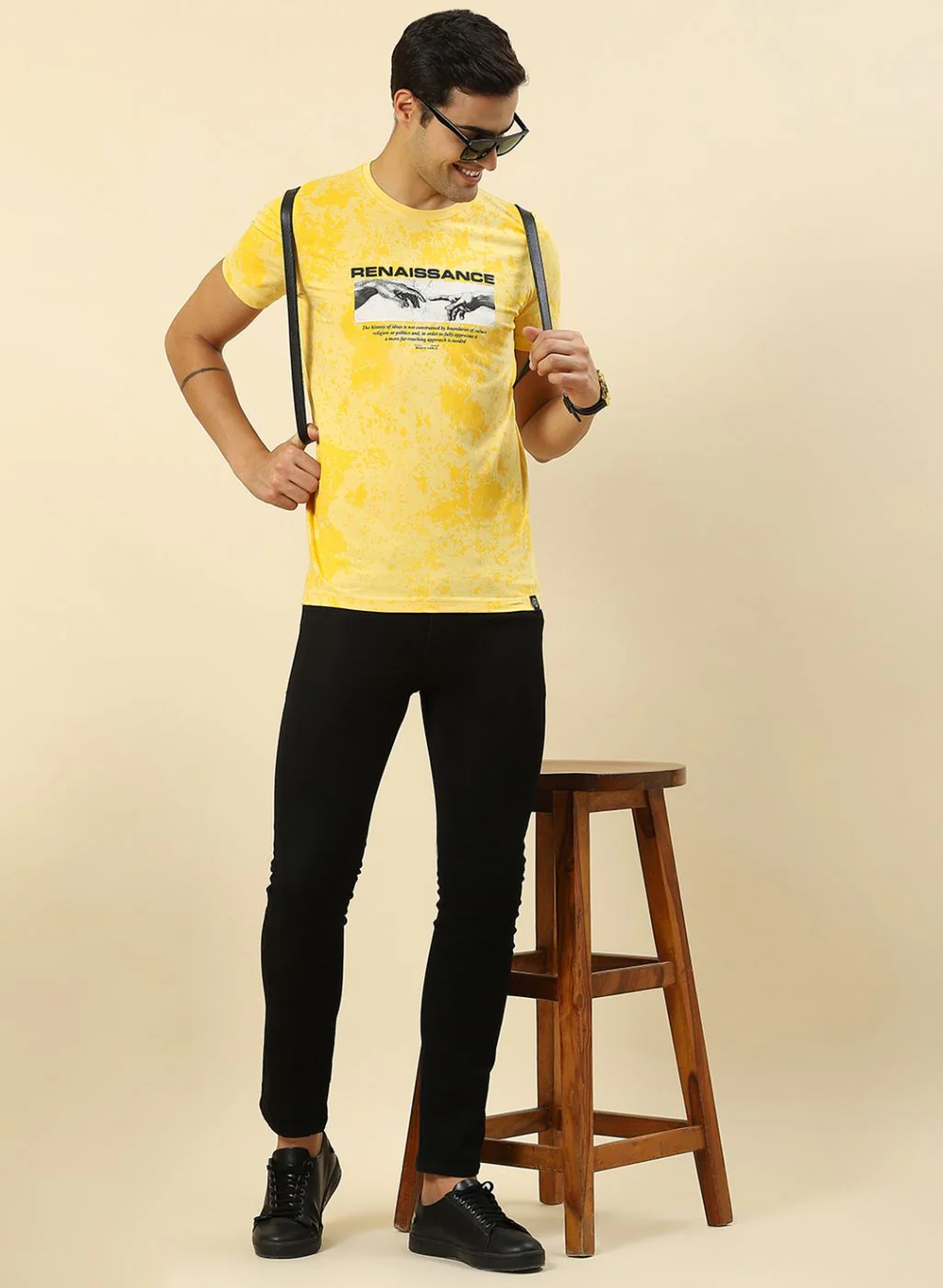 Men Yellow Printed T-Shirt - Image 2