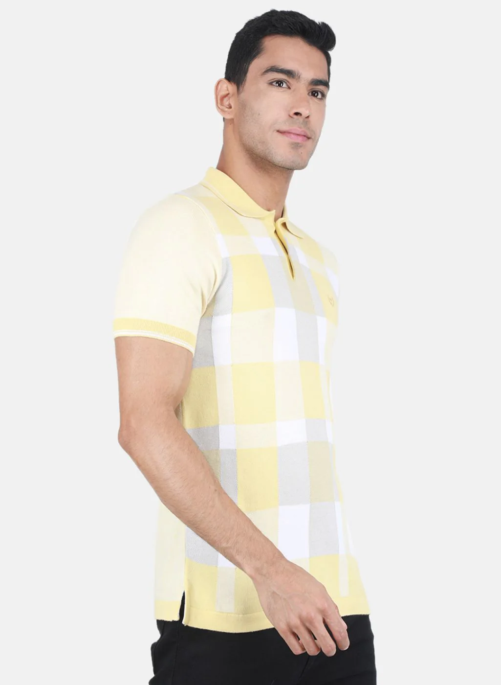 Men Yellow Self Design T-Shirt - Image 6