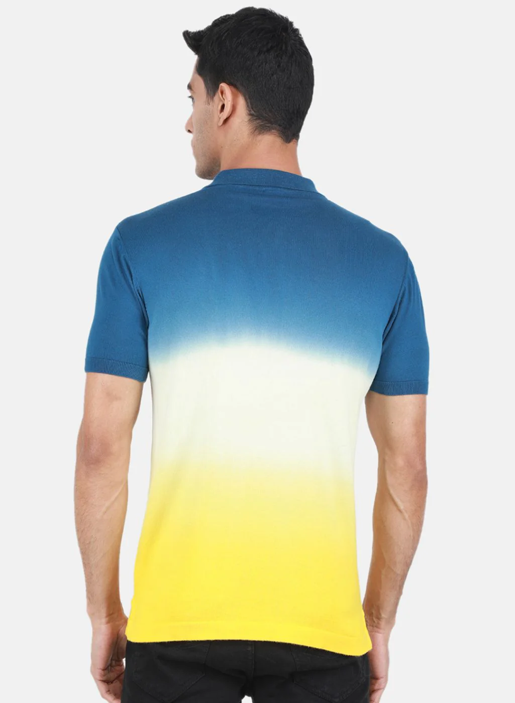 Men Yellow Self Design T-Shirt - Image 3