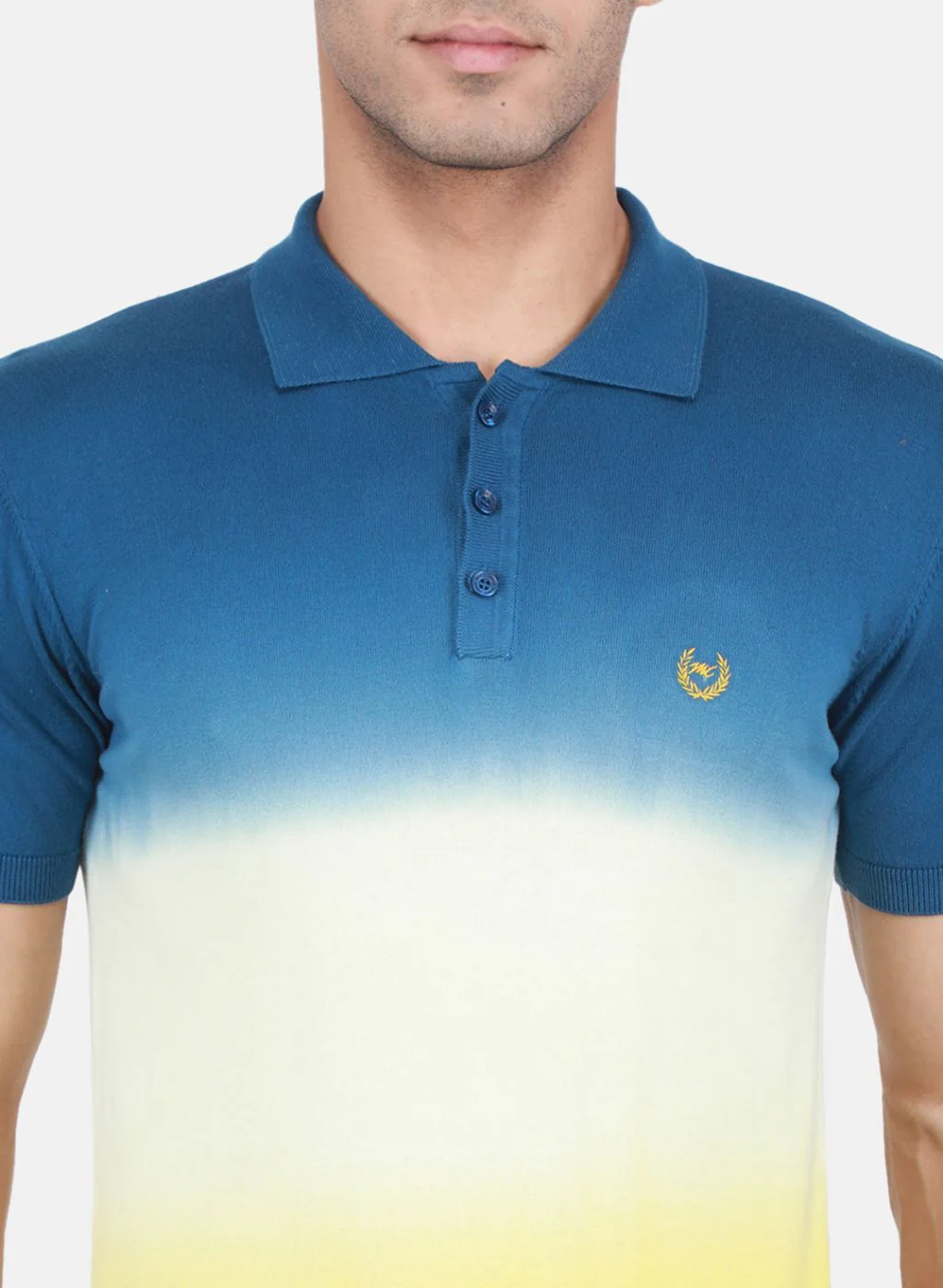 Men Yellow Self Design T-Shirt - Image 5