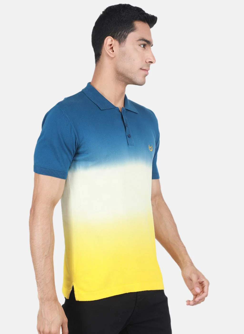 Men Yellow Self Design T-Shirt - Image 6