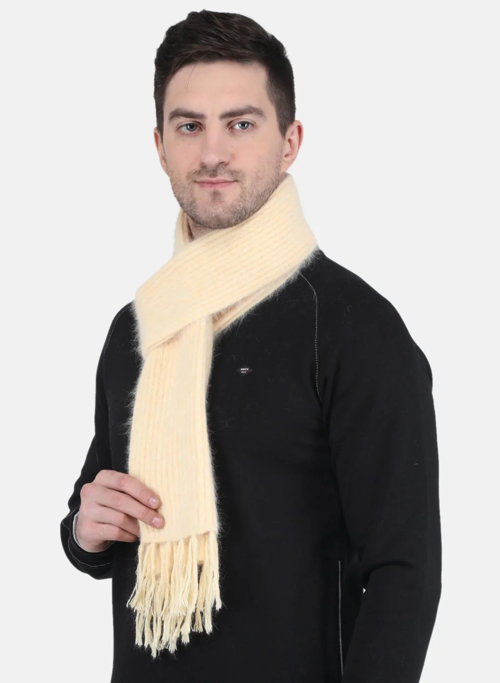 Men Yellow Solid Muffler - Image 2