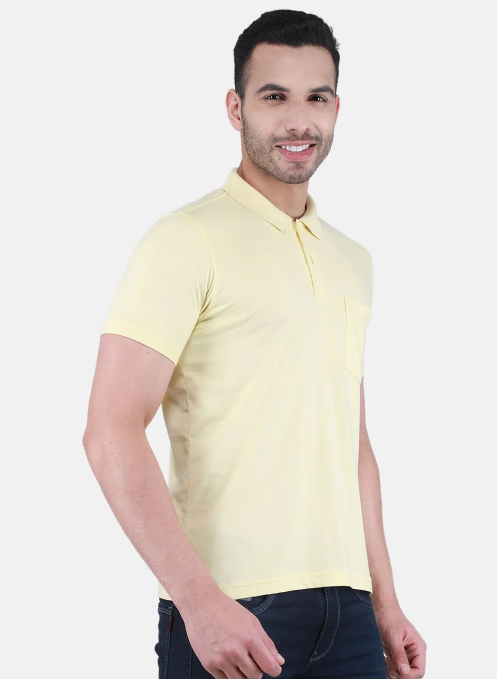 Men Yellow Solid T-Shirt - Image 6